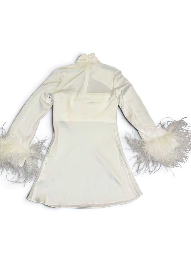 16arlington Odessa Cutout Feather-Trimmed Satin Mini Dress Size 8 Nwt — image 2 of 7